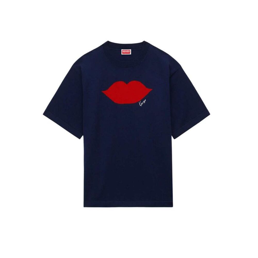 Kenzo Unisex Short-Sleeved Sweater With Lip Intarsio